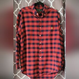 Lauren Ralph Lauren Red and Navy Plaid Men's Shirt